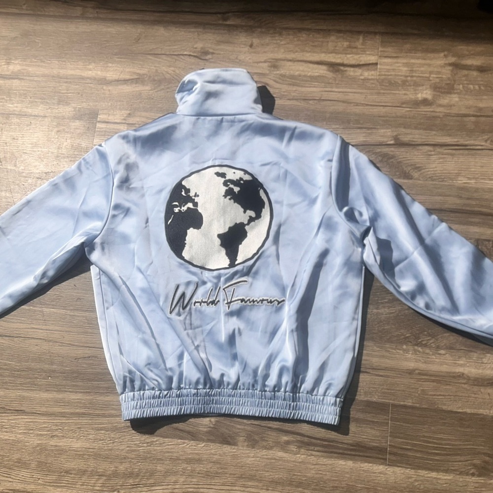 Homme‎ + Femme World Famous Light Blue Bomber Jacket NWT Size Small - Picture 11 of 11